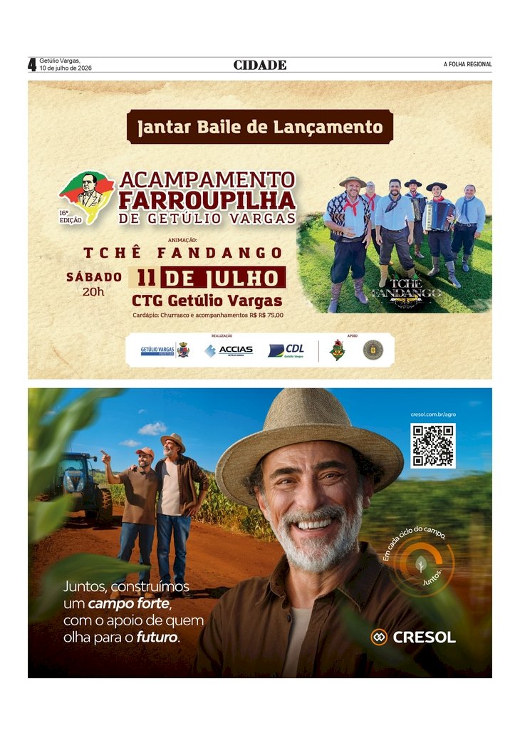Informativo da Prefeitura Municipal de Getúlio Vargas.