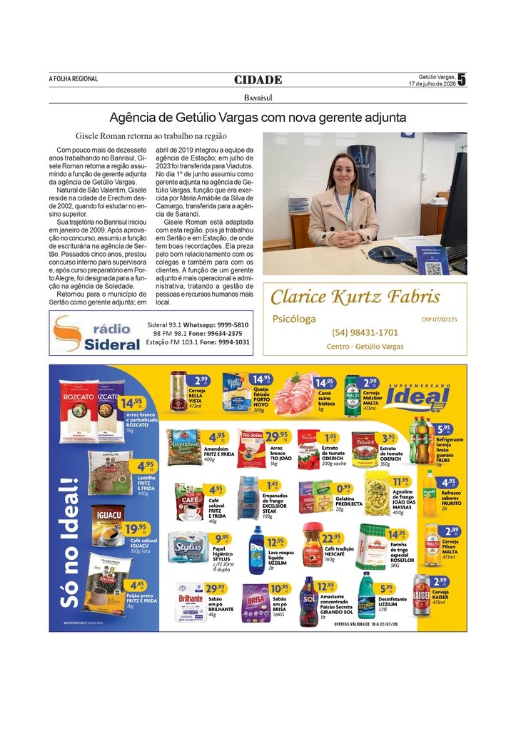 Banrisul - Agência de Getúlio Vargas com nova gerente adjunta