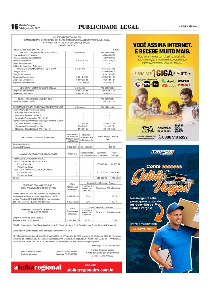 Publicidade Legal / Relatório de Gestão Fiscal