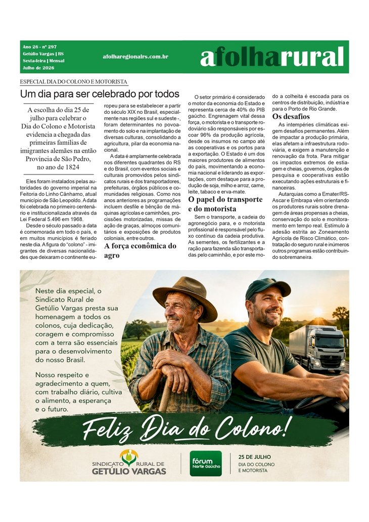 Dia do Colono e Motorista - Um dia para ser celebrado por todos