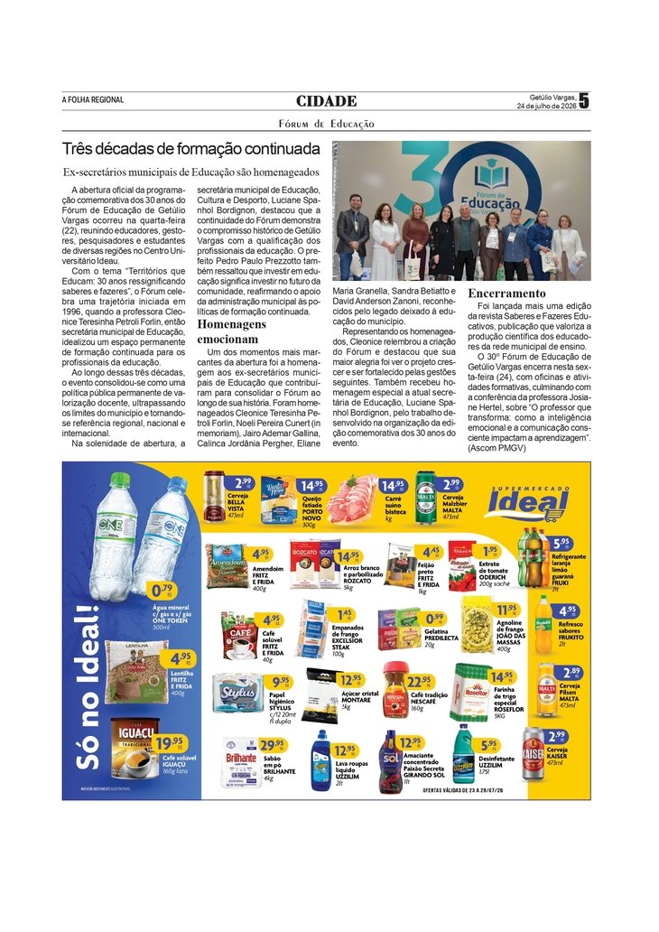 Fórum de Educação - Três décadas de formação continuada