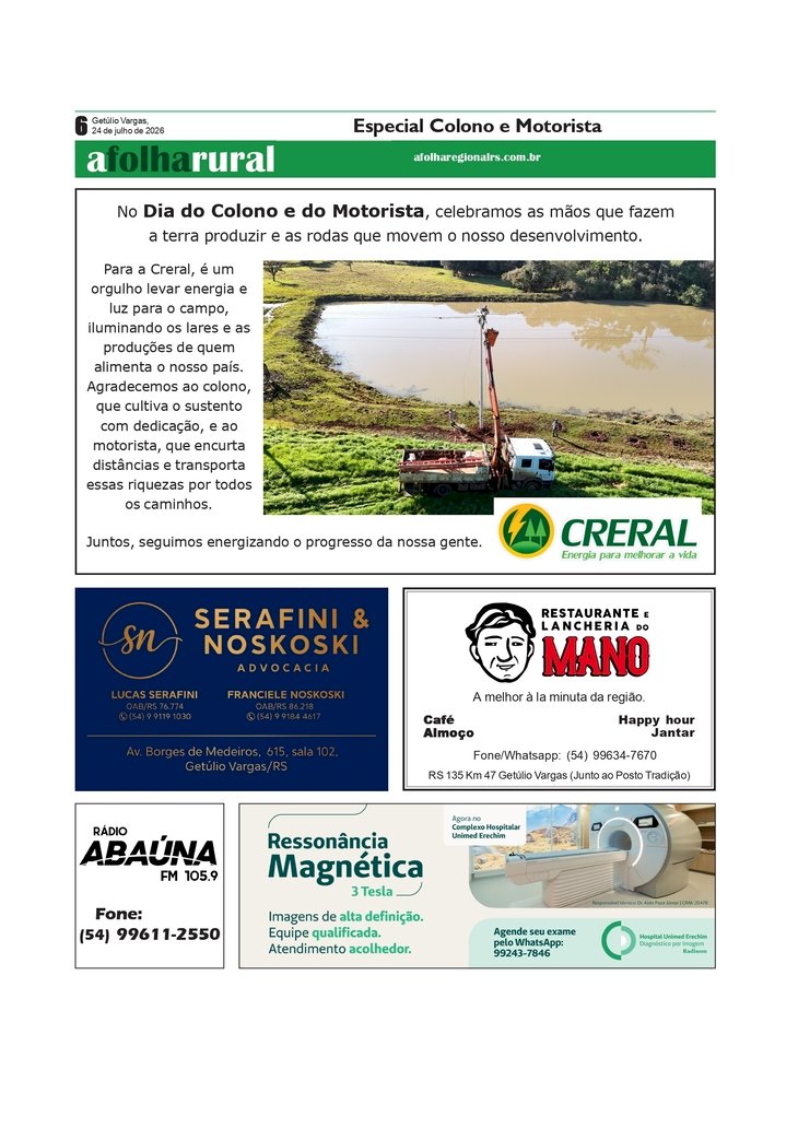 Especial Dia do colono e Motorista