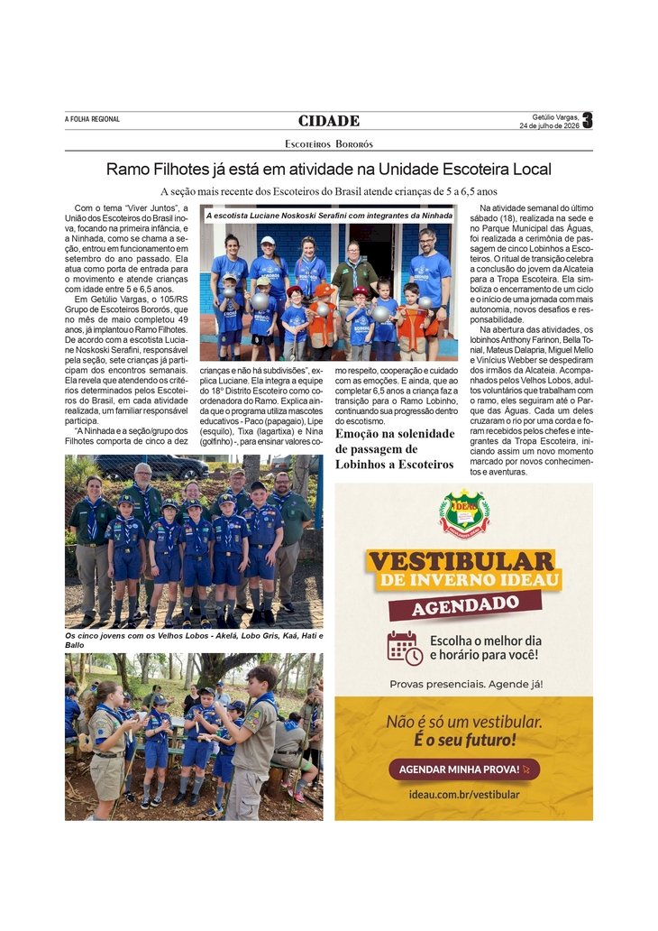 Escoteiros Bororós - Ramo Filhotes já está em atividade na Unidade Escoteira Local