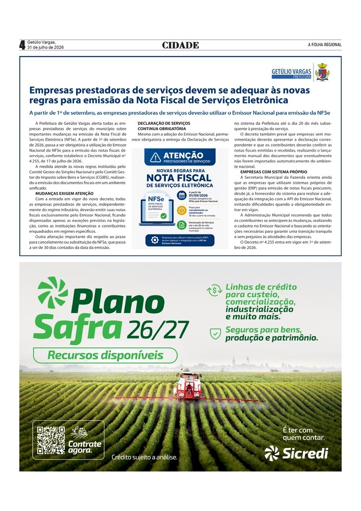 Empresas prestadoras de serviços devem se adequar às novas regras para emissão da Nota Fiscal de Serviços Eletrônica