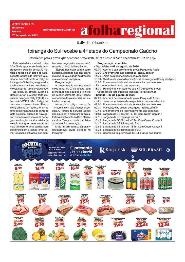 Ipiranga do Sul recebe a 4ª etapa do Campeonato Gaúcho de Rally de Velocidade