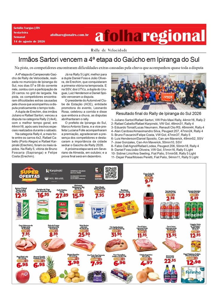 Irmãos Sartori vencem a 4ª etapa do Gaúcho em Ipiranga do Sul
