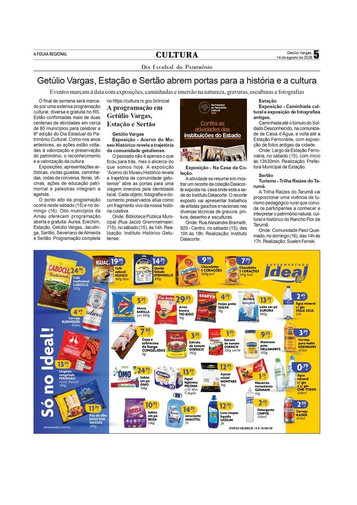 Getúlio Vargas, Estação e Sertão abrem portas para a história e a cultura