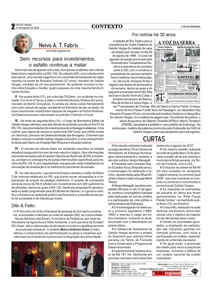 O asfalto continua a matar, por Neivo A T Fabris