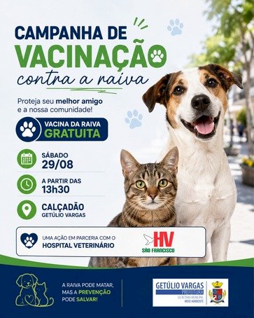 Vacinação gratuita contra a raiva no Calçadão 