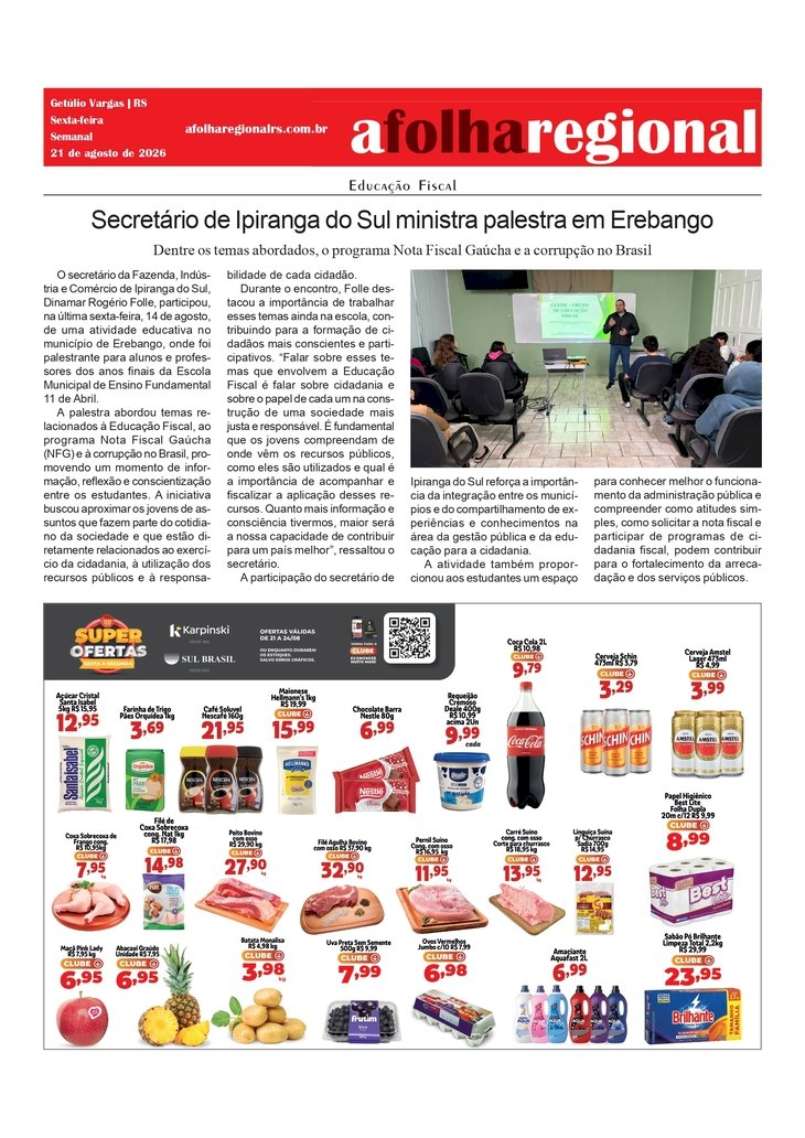 Secretário de Ipiranga do Sul ministra palestra para estudantes de Erebango