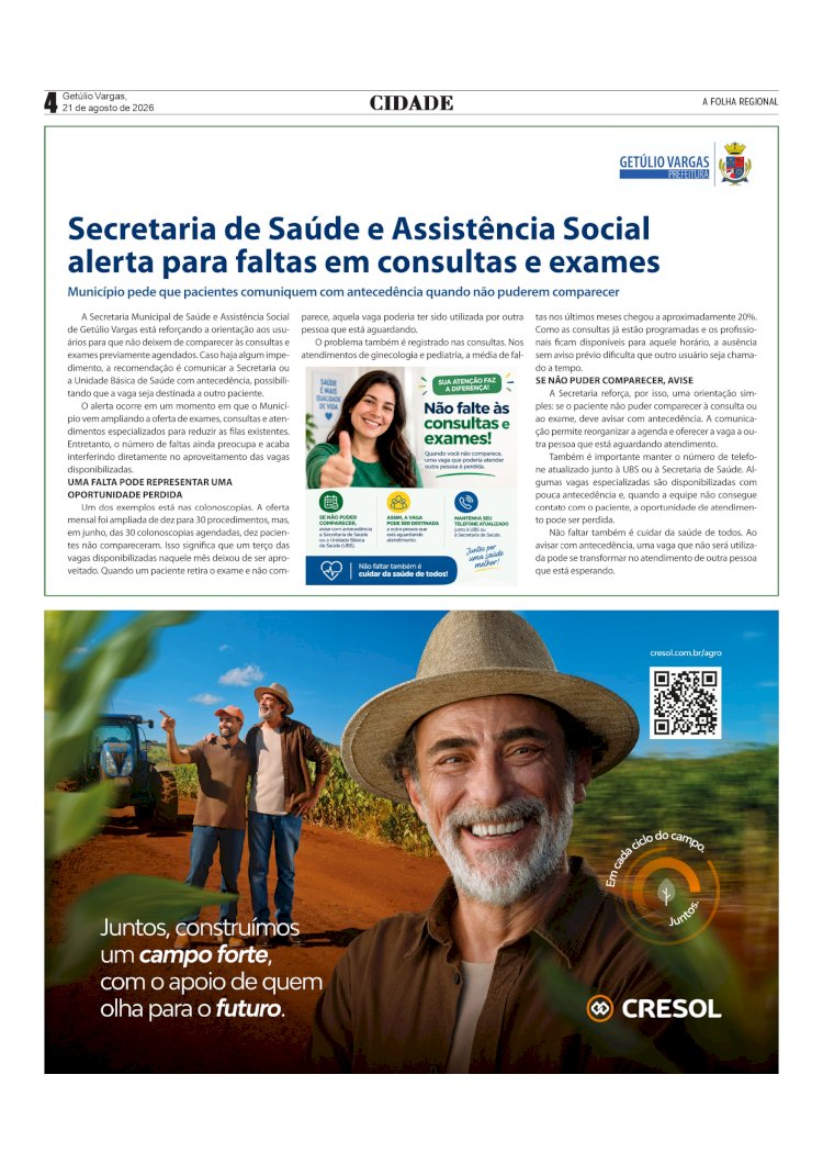Informativo da Prefeitura Municipal de Getúlio Vargas