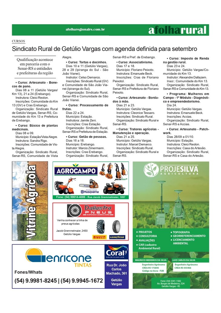 Sindicato Rural de Getúlio Vargas com agenda definida para setembro
