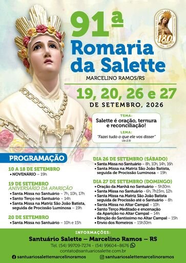 A 91ª Romaria de Nossa Senhora da Salette, em Marcelino Ramo - Mensagem do Pe. Renoir Juslei Dalpizól, MS,  reitor do Santuário