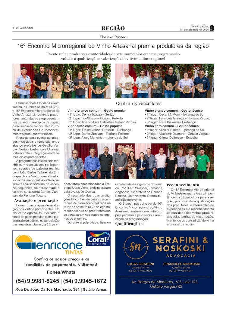16º Encontro Microrregional do Vinho Artesanal premia produtores da região em Floriano Peixoto