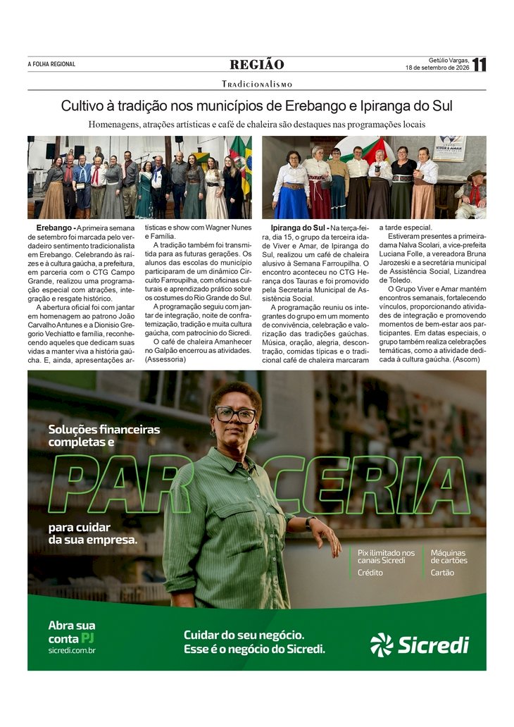 Cultivo à tradição nos municípios de Erebango e Ipiranga do Sul