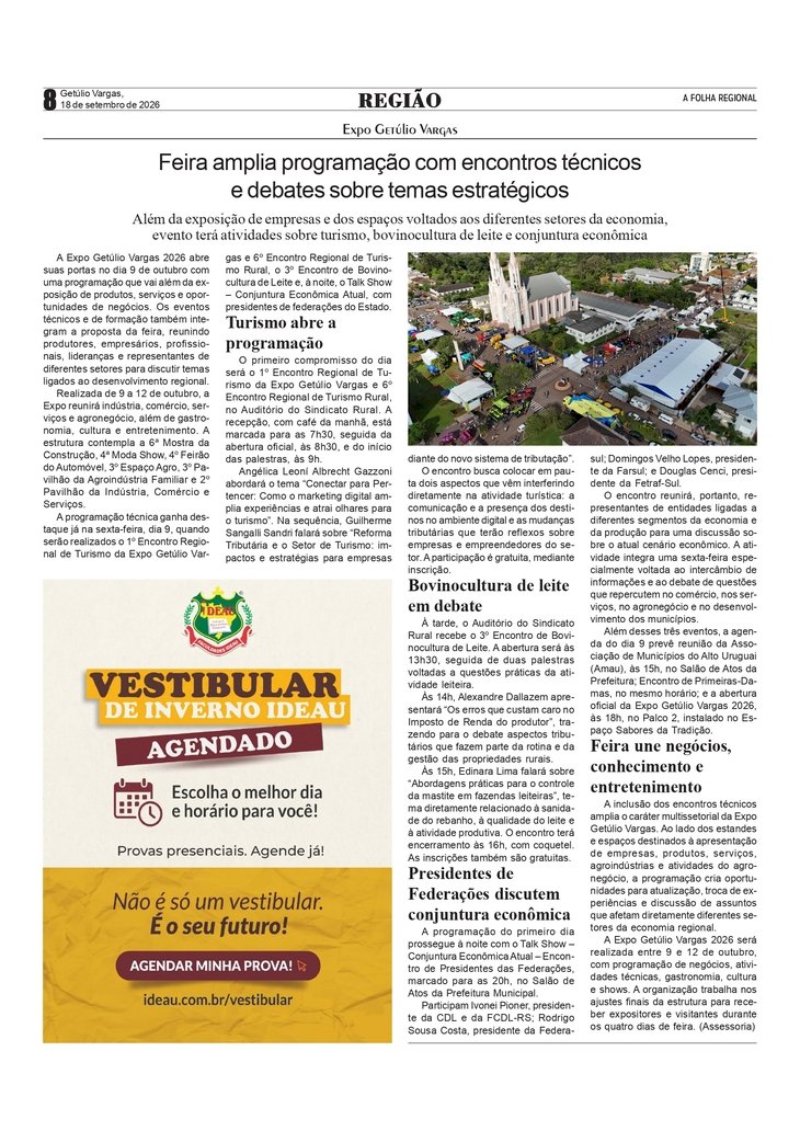 Expo Getúlio Vargas amplia programação com encontros técnicos e debates sobre temas estratégicos