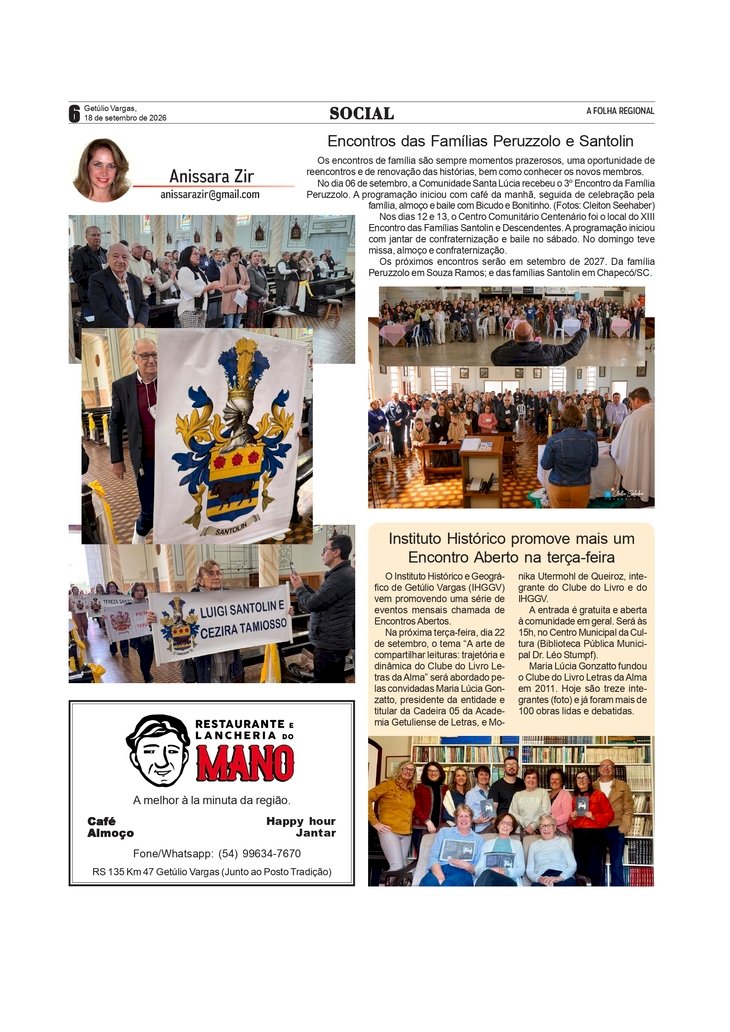 Social, por Anissara Zir. Coluna de 18/9/2026