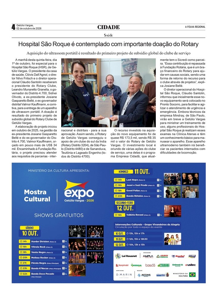 Hospital São Roque é contemplado com importante doação do Rotary
