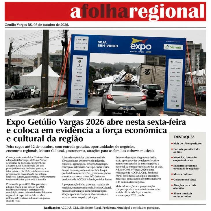 Expo Getúlio Vargas 2026 abre nesta sexta-feira e  coloca em evidência a força econômica e cultural da região