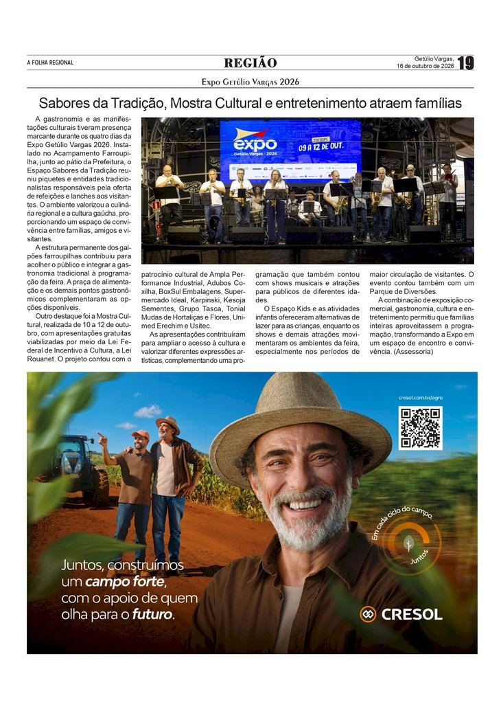 Sabores da Tradição, Mostra Cultural e entretenimento atraem famílias a Expo Getúlio Vargas