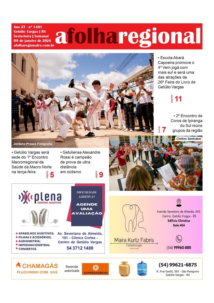 A FOLHA REGIONAL, Ano 27, nº 1.401 - Getúlio Vargas RS, 23 de outubro de 2026.