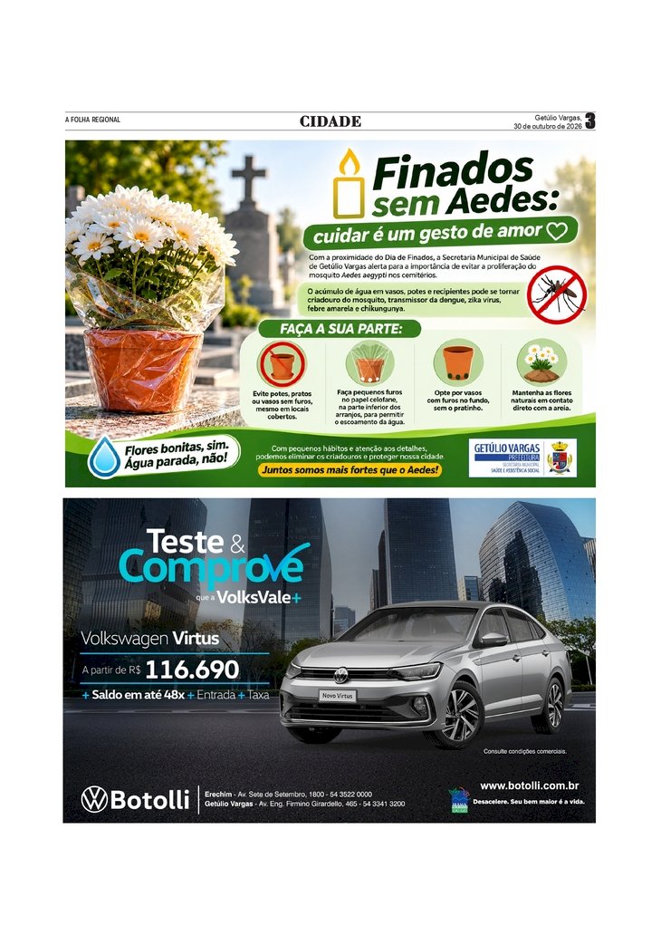 Campanha alerta sobre cuidados no cemitério para evitar criadouros do Aedes aegypti no período de Finados